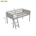 Lit bas mezzanine en bois avec échelle, format double/complet 4O - ModernLuxe