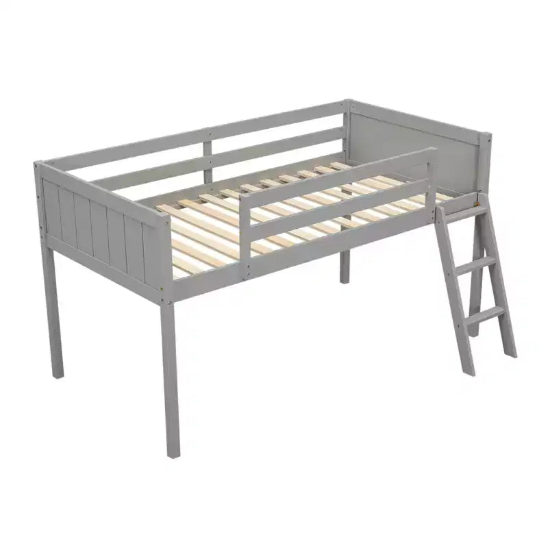 Lit bas mezzanine en bois avec échelle, format double/complet 4O - ModernLuxe