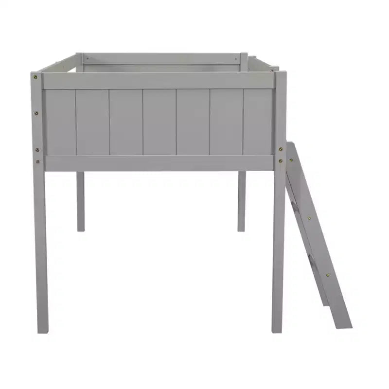 Lit bas mezzanine en bois avec échelle, format double/complet 4O - ModernLuxe