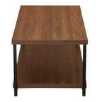 Table basse rectangulaire Jamestown avec étagère de rangement style Mid-Century noyer grain de bois et métal noir