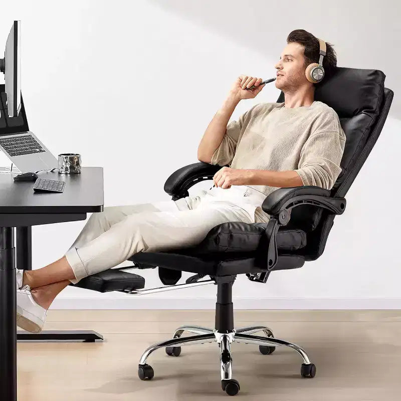 Chaise de bureau de direction EROMMY avec massage 4 points et repose-pieds