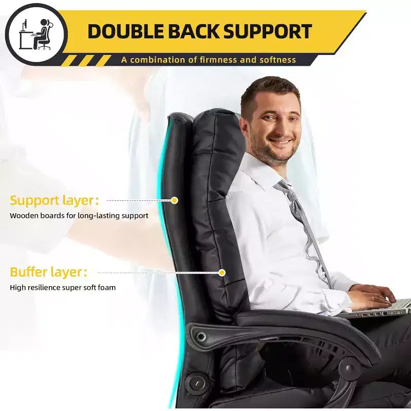 Chaise de bureau de direction EROMMY avec massage 4 points et repose-pieds