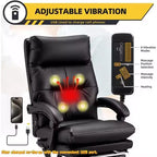 Chaise de bureau de direction EROMMY avec massage 4 points et repose-pieds