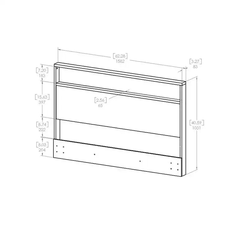 Tête de lit HomeStock avec étagère, 54/60 pouces, taille lit double/grand lit
