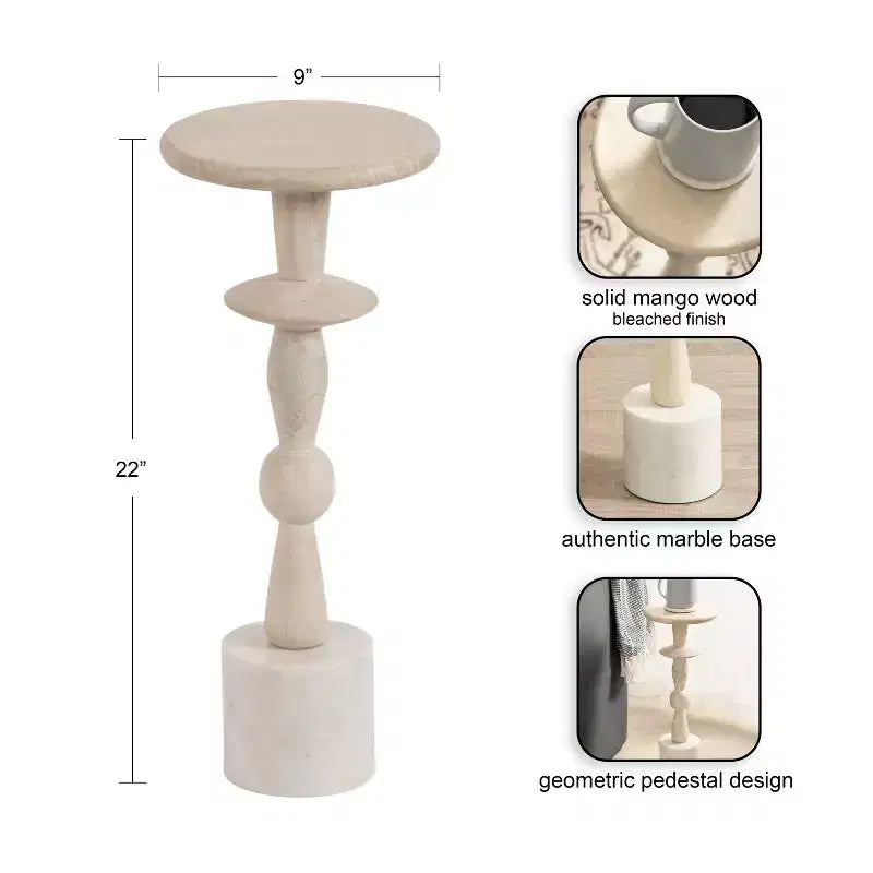 Table d'appoint Kate and Laurel Avenal, 9x9x22, Blanc