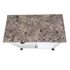 Kings Brand Furniture Chariot de cuisine de rangement avec plateau en vinyle effet bois et marbre François, blanc