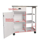 Kings Brand Furniture Chariot de cuisine de rangement avec plateau en vinyle effet bois et marbre François, blanc