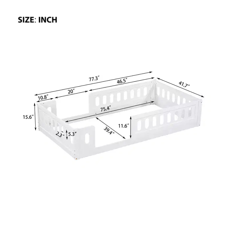 Lit plateforme jumeau/double pour enfant avec barrière de sécurité - ModernLuxe