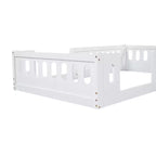 Lit plateforme jumeau/double pour enfant avec barrière de sécurité - ModernLuxe