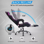 BestMassage Chaise de Gaming Fauteuil de Bureau avec Repose-Pieds et Soutien Lombaire