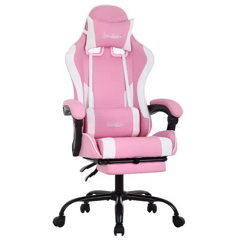 BestMassage Chaise de Gaming Fauteuil de Bureau avec Repose-Pieds et Soutien Lombaire