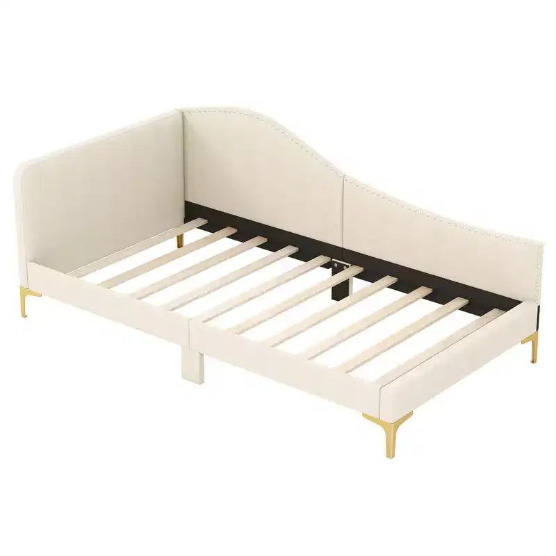 Canapé-lit rembourré Costway taille double/complète avec pieds en métal et rivets