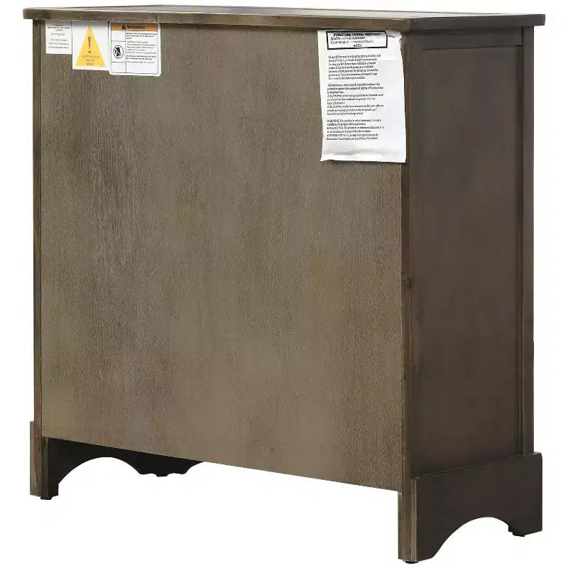 Buffet de Rangement Rustique Whisen avec Deux Tiroirs et Quatre Paniers en Rotin Classiques pour Salle à Manger, Salon