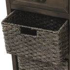 Buffet de Rangement Rustique Whisen avec Deux Tiroirs et Quatre Paniers en Rotin Classiques pour Salle à Manger, Salon