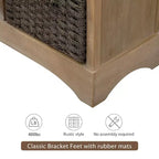 Buffet de Rangement Rustique Whisen avec Deux Tiroirs et Quatre Paniers en Rotin Classiques pour Salle à Manger, Salon