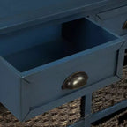 Buffet de Rangement Rustique Whisen avec Deux Tiroirs et Quatre Paniers en Rotin Classiques pour Salle à Manger, Salon