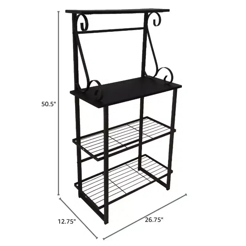 Étagère de cuisine en métal Kings Brand Furniture Covington, étagère de boulangerie, support de micro-ondes, étain