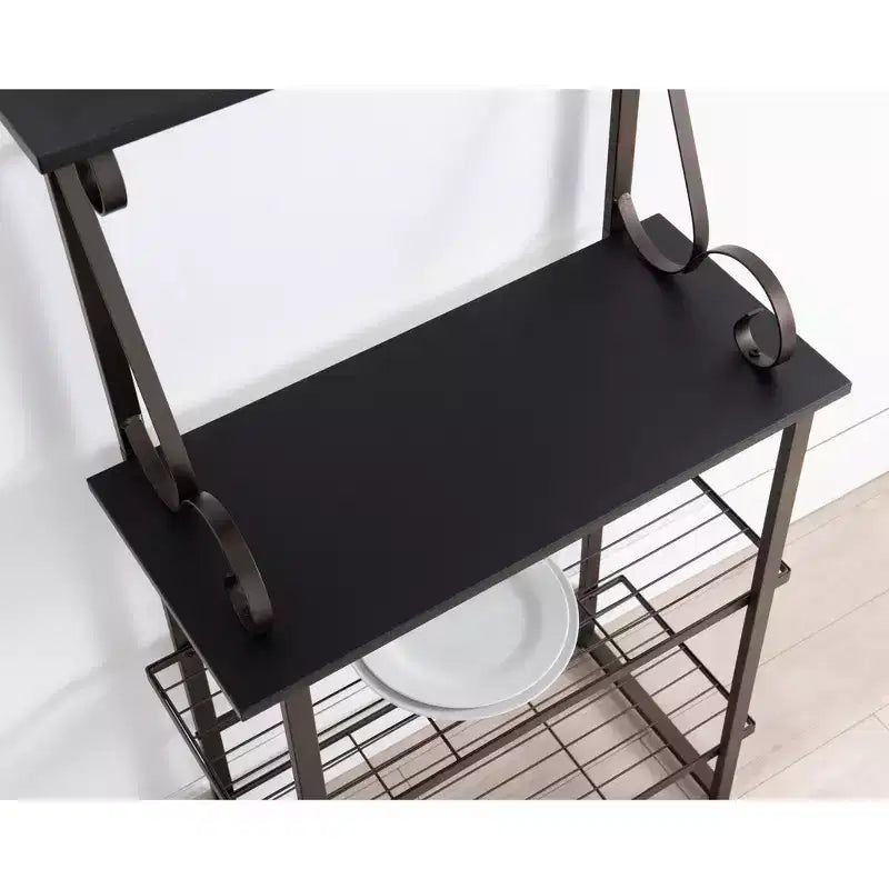 Étagère de cuisine en métal Kings Brand Furniture Covington, étagère de boulangerie, support de micro-ondes, étain