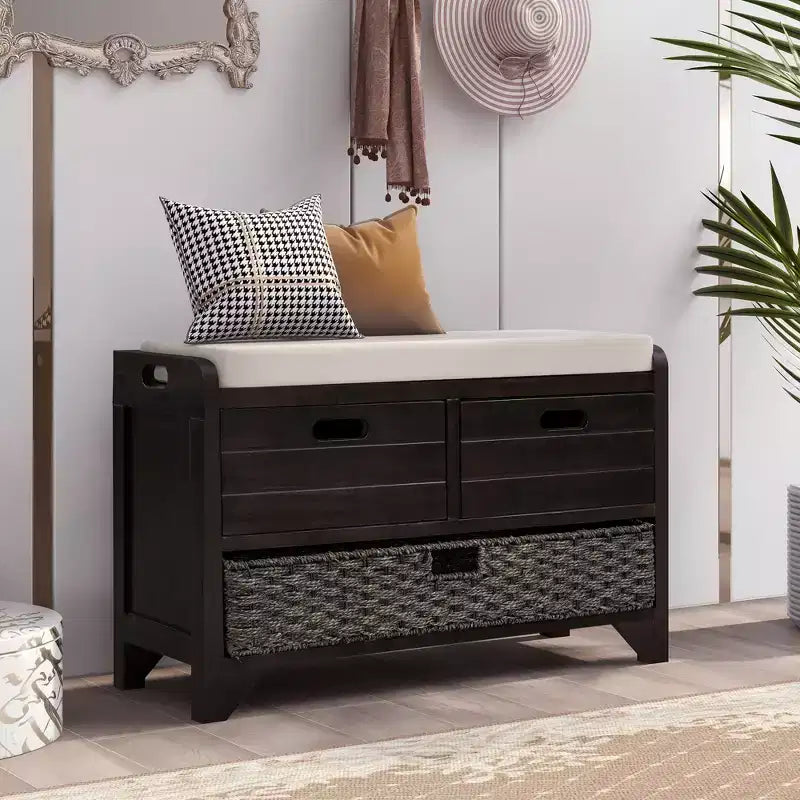 Banc de rangement Whisen avec panier amovible et 2 tiroirs