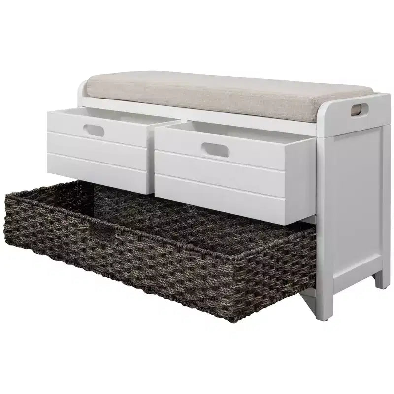 Banc de rangement Whisen avec panier amovible et 2 tiroirs