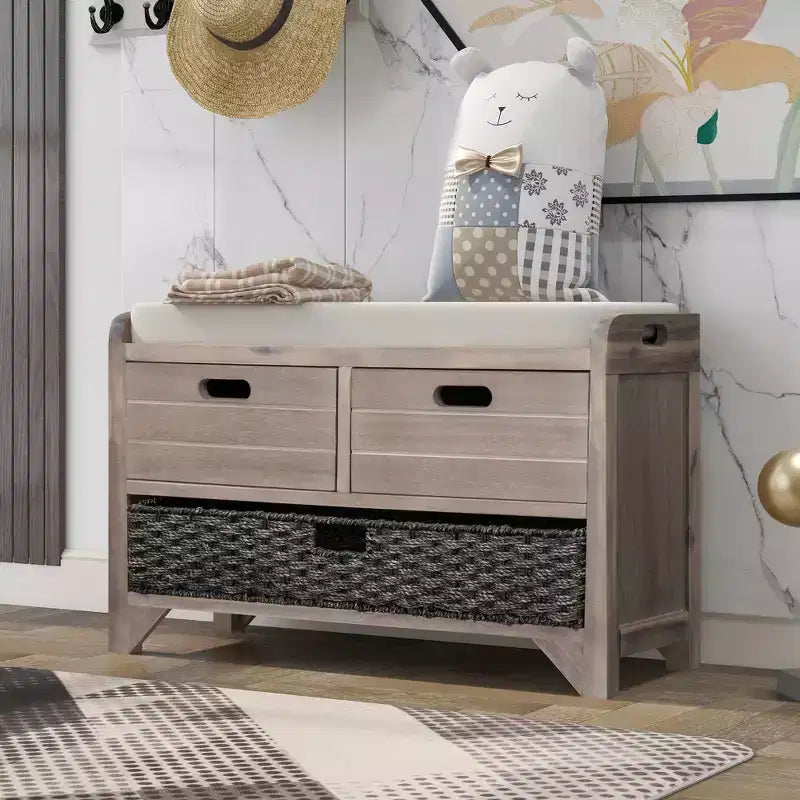 Banc de rangement Whisen avec panier amovible et 2 tiroirs