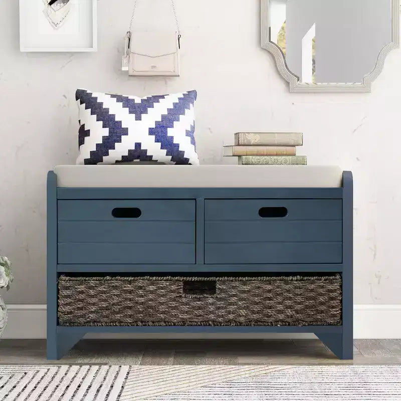 Banc de rangement Whisen avec panier amovible et 2 tiroirs