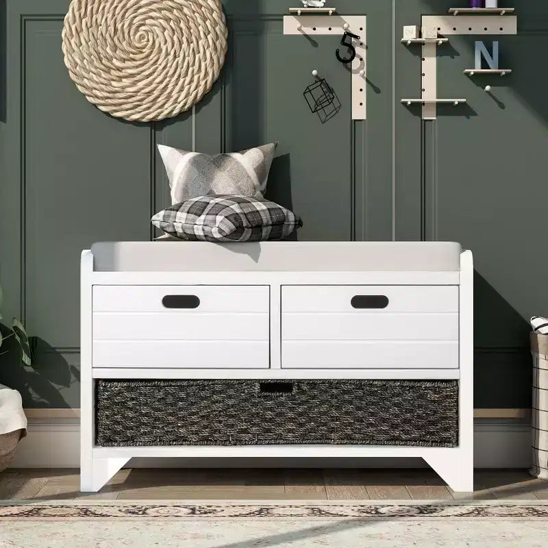 Banc de rangement Whisen avec panier amovible et 2 tiroirs