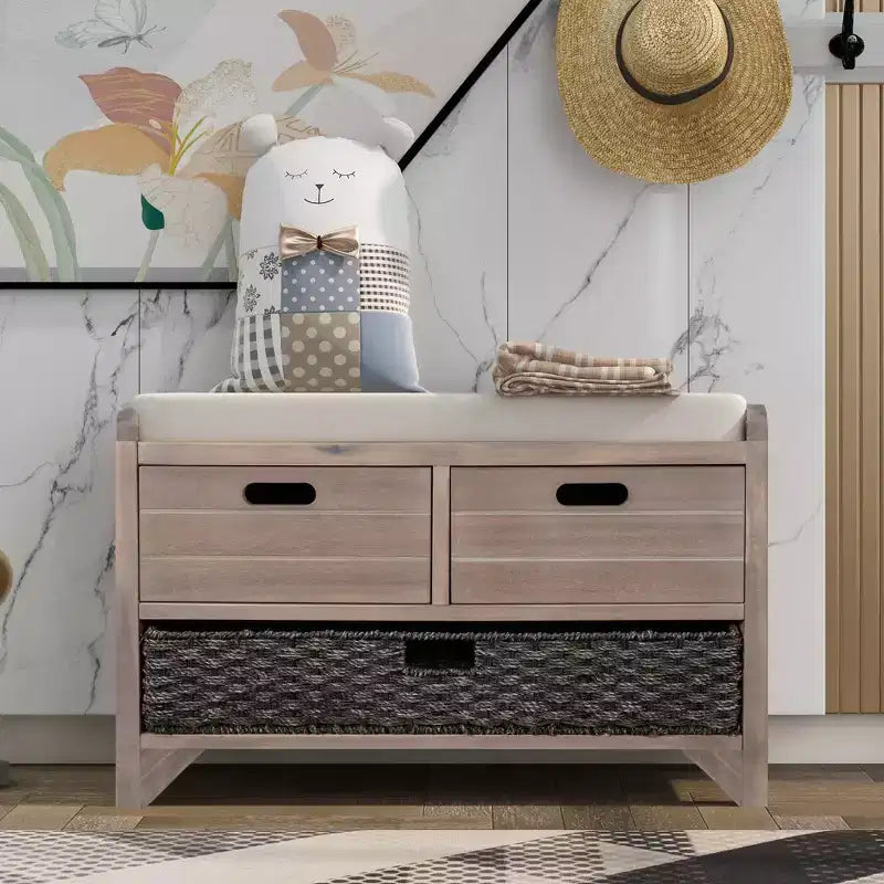 Banc de rangement Whisen avec panier amovible et 2 tiroirs
