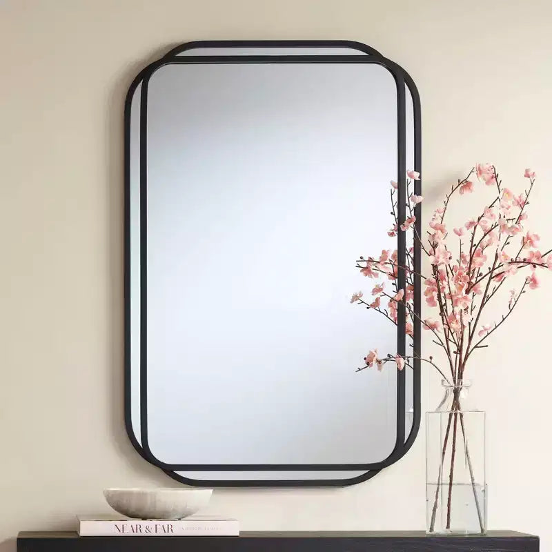 Miroir mural Uttermost Double Radius noir mat 24 x 36 1/4