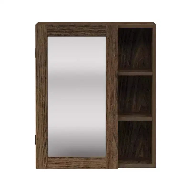 Armoire à pharmacie amovible Teamson Home Ellery avec miroir, étagères ouvertes, Noyer