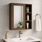 Armoire à pharmacie amovible Teamson Home Ellery avec miroir, étagères ouvertes, Noyer