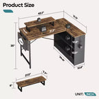 Bestier Bureau d'ordinateur en L de 42 pouces avec étagères de rangement ouvertes réversibles, bureau d'ordinateur moderne avec lumière LED et support d'écran