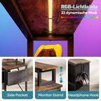 Bestier Bureau d'ordinateur en L de 42 pouces avec étagères de rangement ouvertes réversibles, bureau d'ordinateur moderne avec lumière LED et support d'écran