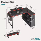 Bestier Bureau d'ordinateur en L de 42 pouces avec étagères de rangement ouvertes réversibles, bureau d'ordinateur moderne avec lumière LED et support d'écran
