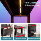 Bestier Bureau d'ordinateur en L de 42 pouces avec étagères de rangement ouvertes réversibles, bureau d'ordinateur moderne avec lumière LED et support d'écran