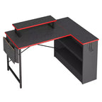 Bestier Bureau d'ordinateur en L de 42 pouces avec étagères de rangement ouvertes réversibles, bureau d'ordinateur moderne avec lumière LED et support d'écran