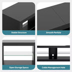 Meuble TV LED Bestier 55 pouces, console média moderne avec prise de courant et rangement, meuble de divertissement pour jeux vidéo, pour chambre et salon