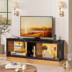 Meuble TV LED Bestier 55 pouces, console média moderne avec prise de courant et rangement, meuble de divertissement pour jeux vidéo, pour chambre et salon