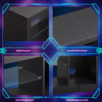 Meuble TV LED Bestier 55 pouces, console média moderne avec prise de courant et rangement, meuble de divertissement pour jeux vidéo, pour chambre et salon