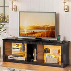 Meuble TV LED Bestier 55 pouces, console média moderne avec prise de courant et rangement, meuble de divertissement pour jeux vidéo, pour chambre et salon