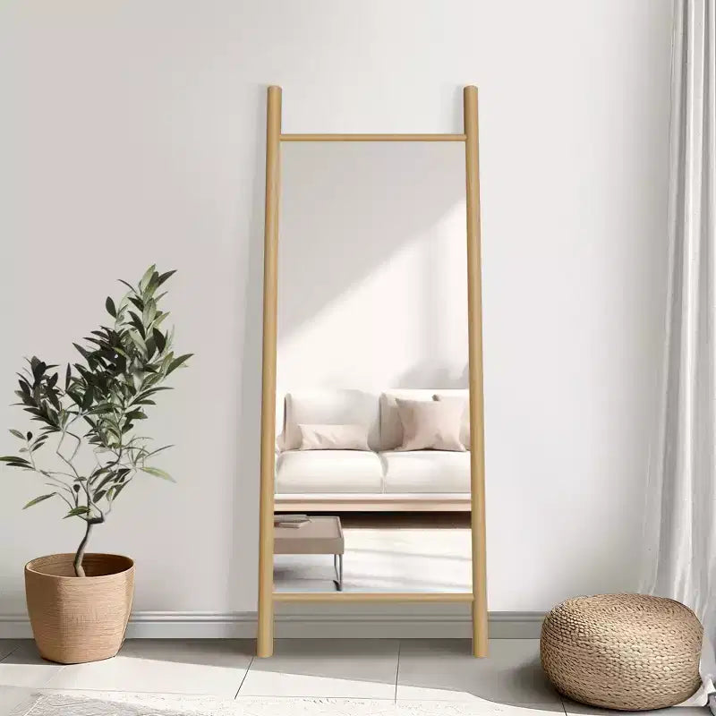Miroir sur pied PexFix, style échelle, 21 po l. x 64 po H, avec cadre en bois massif marron