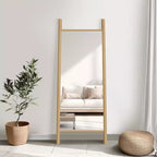 Miroir sur pied PexFix, style échelle, 21 po l. x 64 po H, avec cadre en bois massif marron