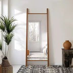 Miroir sur pied PexFix, style échelle, 21 po l. x 64 po H, avec cadre en bois massif marron