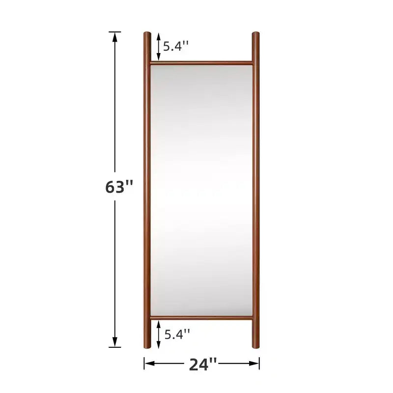 Miroir sur pied PexFix, style échelle, 21 po l. x 64 po H, avec cadre en bois massif marron