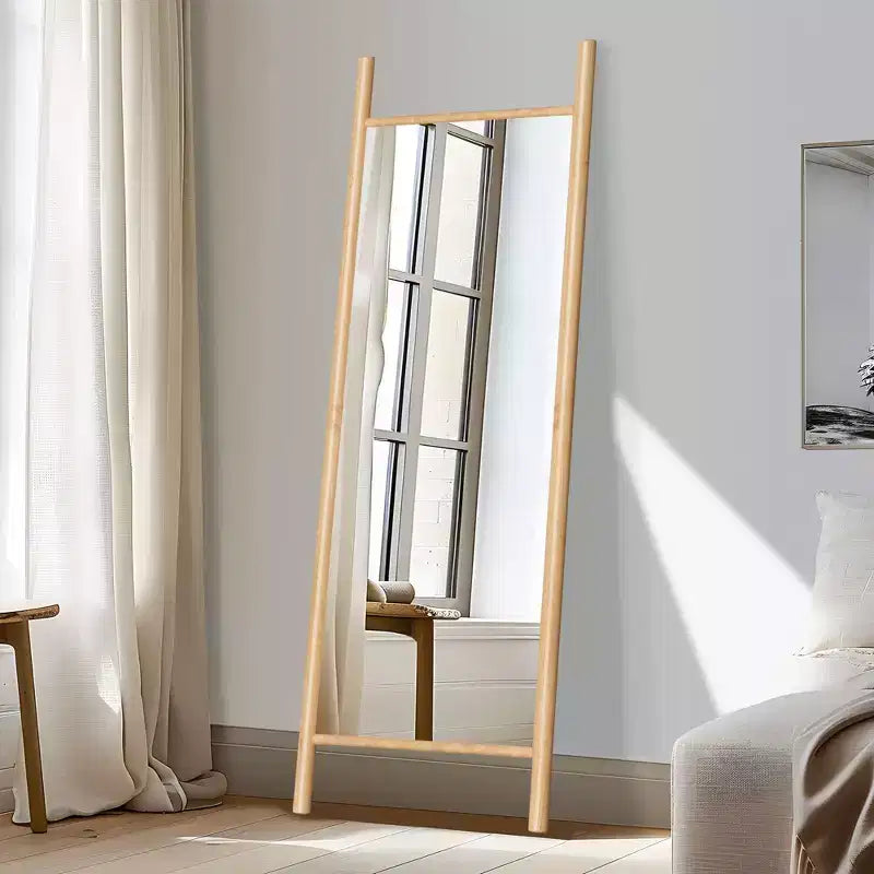 Miroir sur pied PexFix, style échelle, 21 po l. x 64 po H, avec cadre en bois massif marron