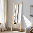Miroir sur pied PexFix, style échelle, 21 po l. x 64 po H, avec cadre en bois massif marron