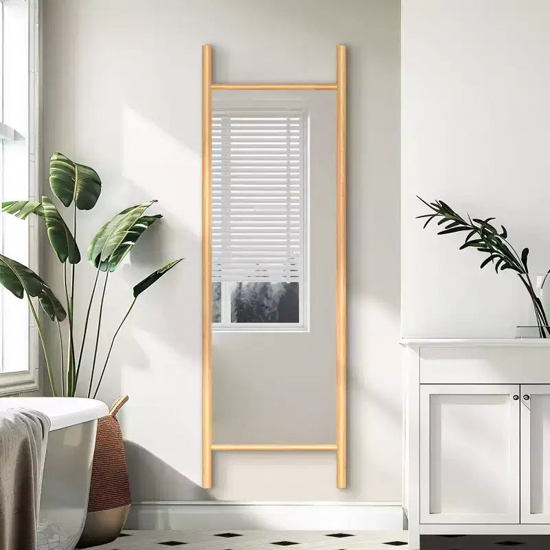 Miroir sur pied PexFix, style échelle, 21 po l. x 64 po H, avec cadre en bois massif marron
