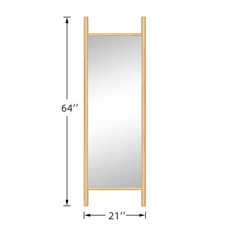 Miroir sur pied PexFix, style échelle, 21 po l. x 64 po H, avec cadre en bois massif marron