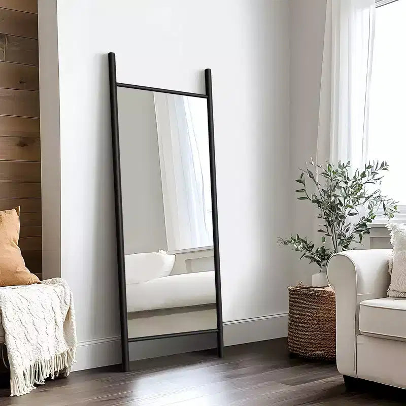 Miroir sur pied PexFix, style échelle, 21 po l. x 64 po H, avec cadre en bois massif marron