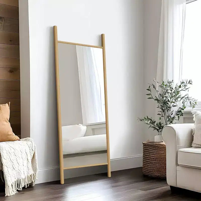 Miroir sur pied PexFix, style échelle, 21 po l. x 64 po H, avec cadre en bois massif marron